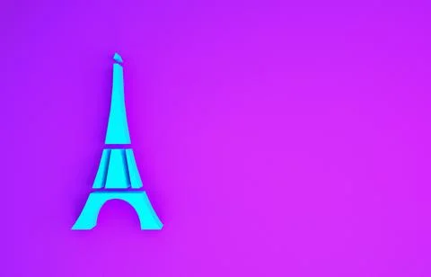 Blue Eiffel tower icon isolated on purple background. France Paris landmark s イラスト素材