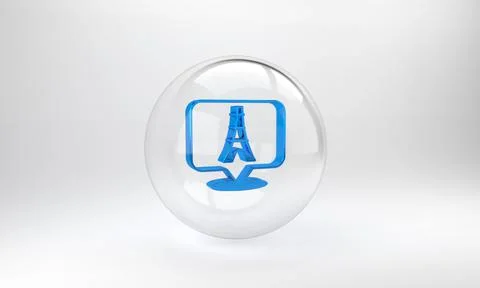 Blue Eiffel tower icon isolated on grey background. France Paris landmark sym Illustrazione stock