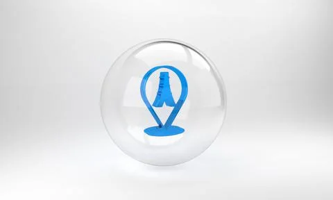 Blue Eiffel tower icon isolated on grey background. France Paris landmark sym Illustrazione stock