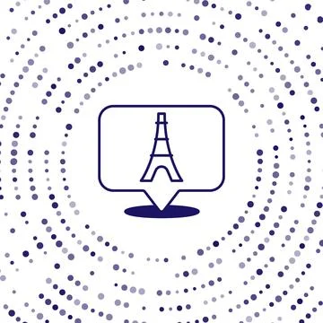 Blue Eiffel tower icon isolated on white background. France Paris landmark Stock Illustration