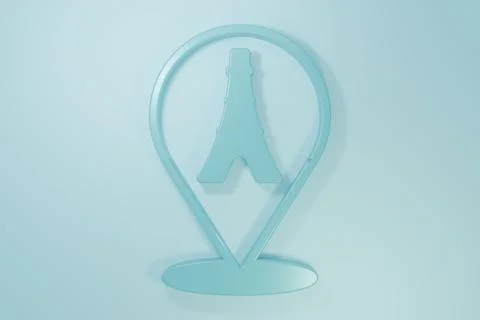 Blue Eiffel tower icon isolated on blue background. France Paris landmark s.. Illustrazione stock