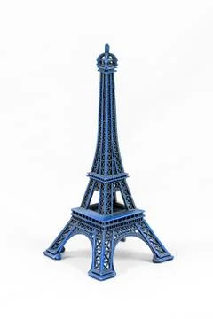 Blue Eiffel Tower model, isolated on white background Foto stock