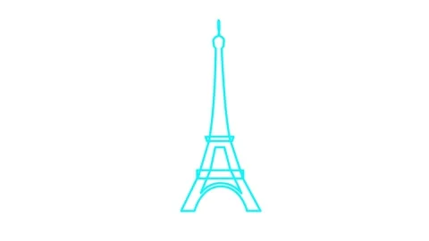 Blue Eiffel Tower white Stock Footage 264475504