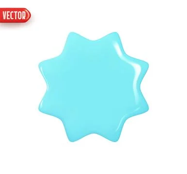 Blue Eight pointed star. Geometric shape. Tag sale discount label. Realisti.. Stock Illustration