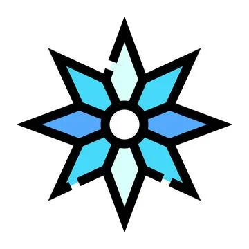 Blue eight pointed star winter decoration icon Stock Illustration