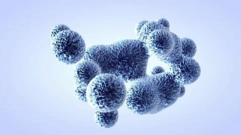 Blue elastic metaball in 3d. Small molecules are separated from the liquid sp Stock Footage 143002471