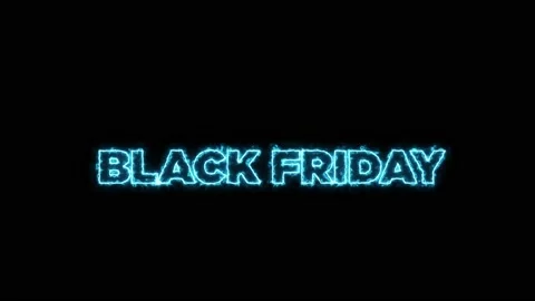 Blue Electric "BLACK FRIDAY" Text on the Black Background. Darken Mode. 4K Stock Footage 142317557