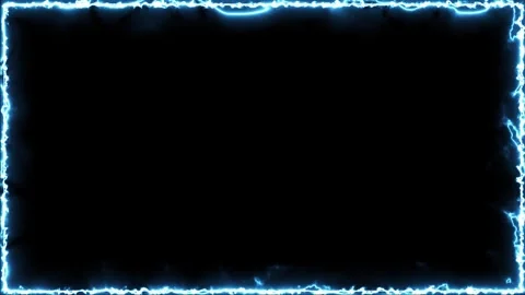 Blue Electric Bolt Plasma Frame Border Loops on Black Background HD FX Stock Footage 326979552