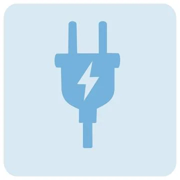 Blue electric car charging plug vector icon Stock Illustration