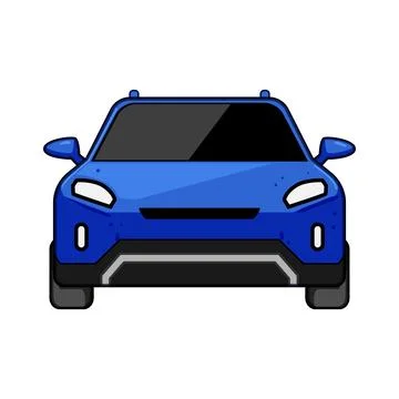 Blue electric car front view illustration Stock Illustration