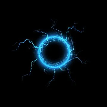 Blue electric circle with thunder effect vector illustration Stock Illustration