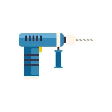 Blue electric drill with helical drill bit for construction works Stock Illustration