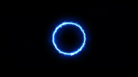 Blue Electric Energy Circle Loop on Black Background Stock Footage 319566806