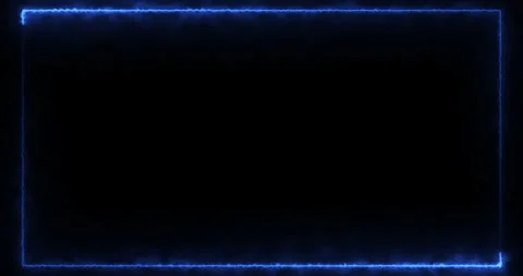 Blue Electric Energy Frame Border Animation on Black Background. Glowing Plasma Stock Footage 340264437