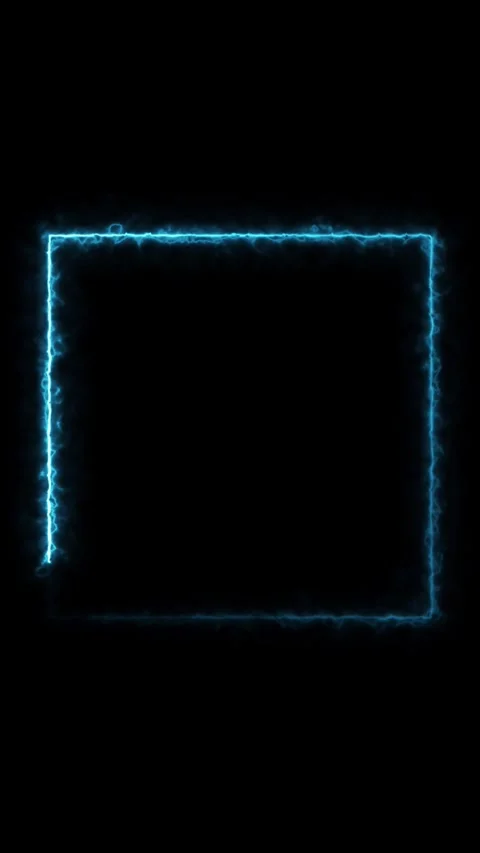 Blue electric energy square frame pulsing on black background. Stock Footage 337083555