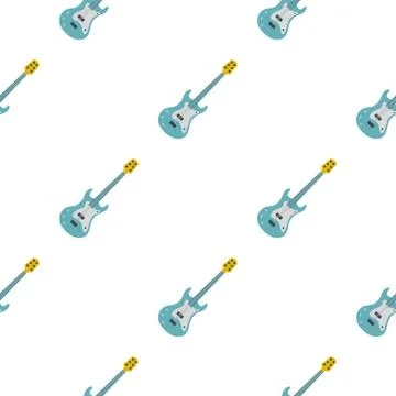 Blue electric guitar pattern seamless イラスト素材