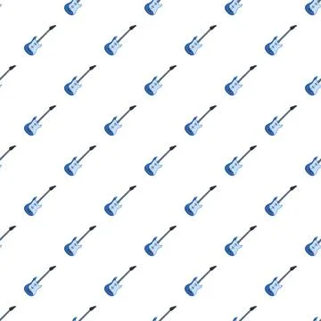 Blue electric guitars creating a seamless music pattern Illustrazione stock