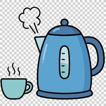 Blue electric kettle 스톡 일러스트