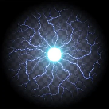 Blue electric light flash or vector lightning bolt Stock Illustration