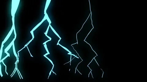 Blue electric lightning bolt strike animation on black background fx overlay Stock Footage 329905368