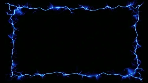 Blue electric lightning border frame with copy space text overlay on black .. 스톡 동영상 342041299