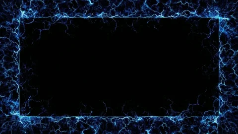 Blue electric lightning border frame with copy space, animated text overlay.. 库存影片 342041311