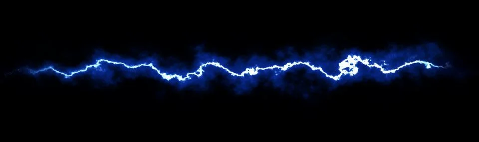 Blue Electric Lightning Plasma Wave Isolated on Black Background Stock Illustration