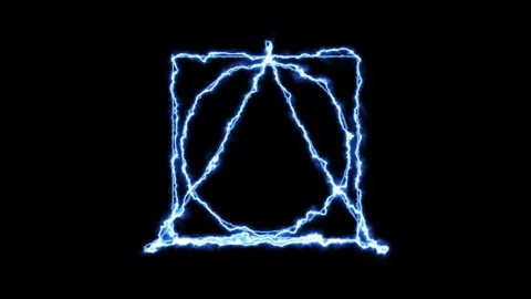 Blue Electric Lightning Symbol of Alchemy on animated Black Background, Ele.. Video stock 332706156