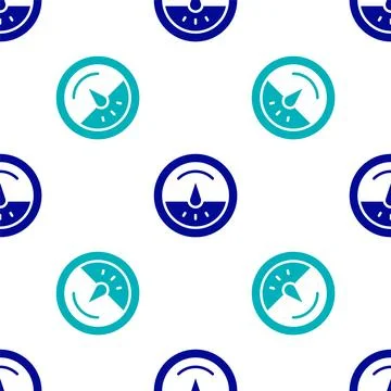 Blue Electric meter icon isolated seamless pattern on white background.  Vect Stock Illustration