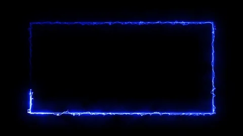 Blue Electric Neon Rectangle Frame on Black border Stock Footage 317452431