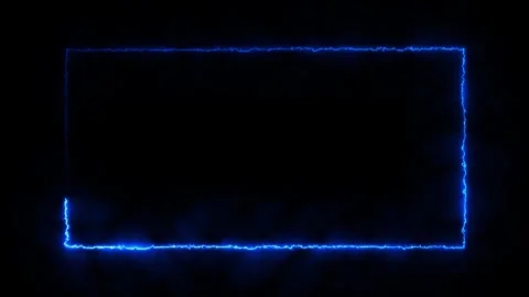 Blue Electric Neon Rectangle Frame on Black border Stock Footage 317452434