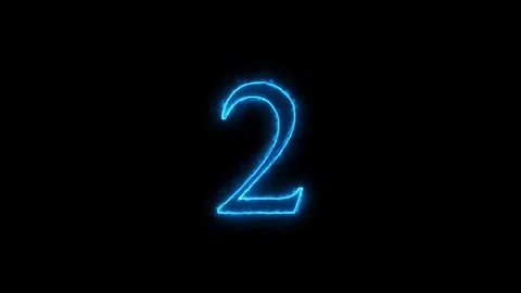 Blue electric number two glowing with energy lightning effects on black bac.. Stock Footage 345548049