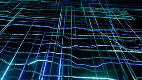 Blue Electric Pathways – High-Tech AI Network with Fast Information Flow Video stock 303779863