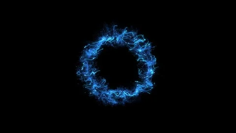 Blue Electric Plasma Portal Ring Particle Vortex Effect Stock Footage 342628582