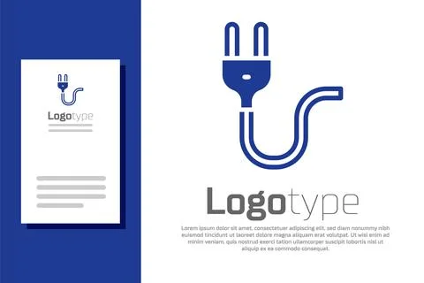 Blue Electric plug icon isolated on white background. Concept of connection and Stockillustratie