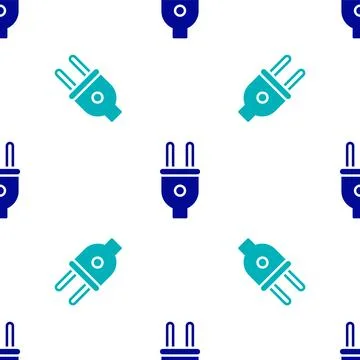 Blue Electric plug icon isolated seamless pattern on white background. Concept Stock Illustration