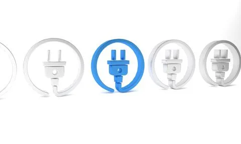 Blue Electric plug icon isolated on white background. Concept of connection.. Stockillustratie