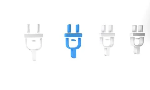 Blue Electric plug icon isolated on white background. Concept of connection.. Stockillustratie