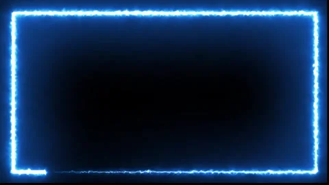 Blue electric rectangle frame border glows on black background motion. Vídeos de archivo 334908511