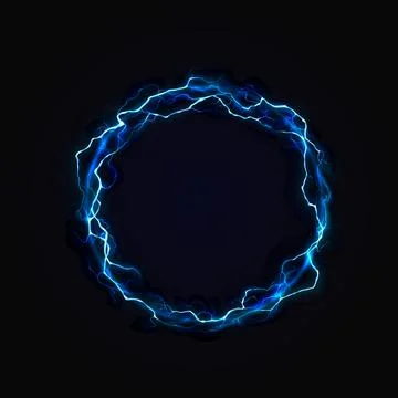 Blue Electric Ring on Black Background 库存插图