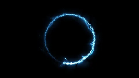 Blue Electric Ring Energy Effect on Black Background Video stock 317452437