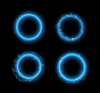 Blue electric rings set, vector illustration Stock Illustration