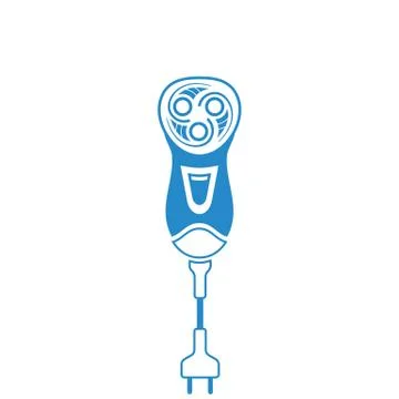Blue electric shaver icon vector illustration isolated on white background. Stock Illustration