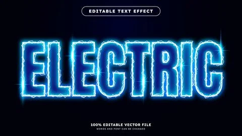 Blue Electric wave editable text effect with blue lightning Stock Illustration