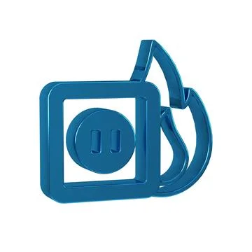 Blue Electric wiring of socket in fire icon isolated on transparent backgro.. Stock Illustration