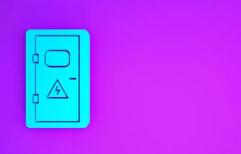 Blue Electrical cabinet icon isolated on purple background. Minimalism concep Illustrazione stock