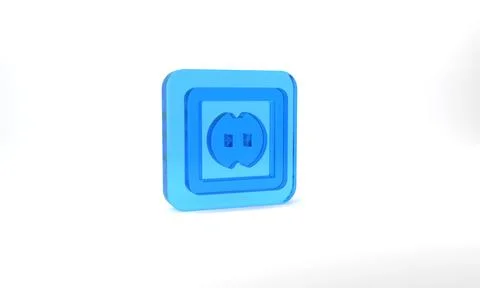 Blue Electrical outlet icon isolated on grey background. Power socket. Rosette 스톡 일러스트