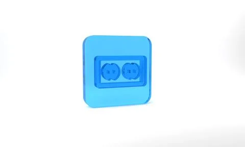 Blue Electrical outlet icon isolated on grey background. Power socket. Rosette Ilustración de archivo