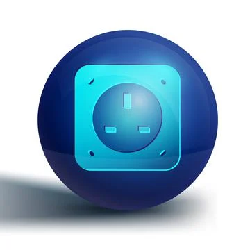 Blue Electrical outlet icon isolated on white background. Power socket. Roset Illustrazione stock