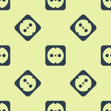 Blue Electrical outlet icon isolated seamless pattern on yellow background. P Stock Illustration